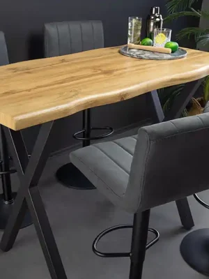 Industriální barový stůl z MDF Aspen Dubový vzhled 120cm Super Cena