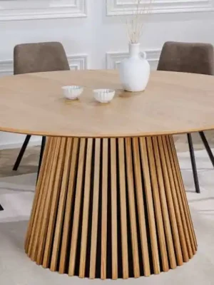 Nejlepší Cena Luxusní kulatý kuchyňský stůl z masivu a MDF Valhalla Wood Dub 140cm