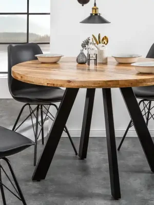 Kulatý jídelní stůl z masivu Iron Craft Mango 120cm Omezená Nabídka