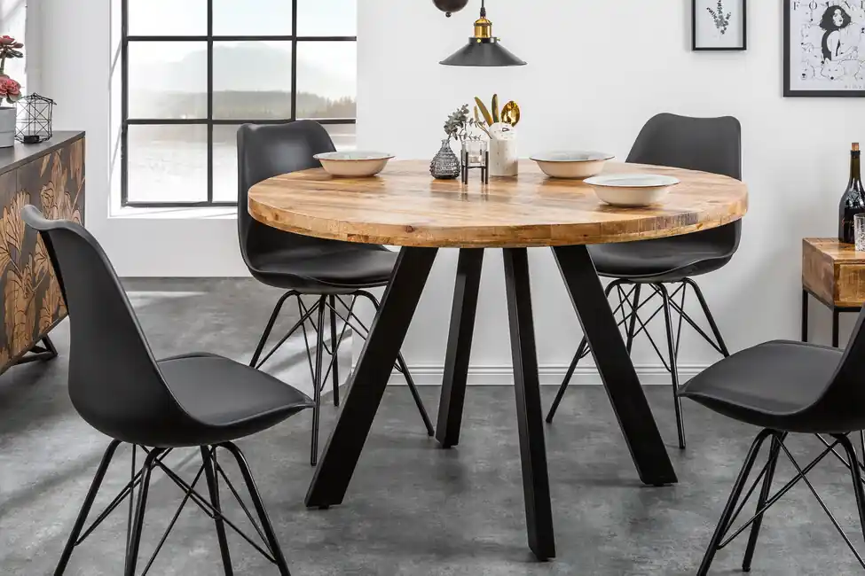 Kulatý jídelní stůl z masivu Iron Craft Mango 120cm Omezená Nabídka