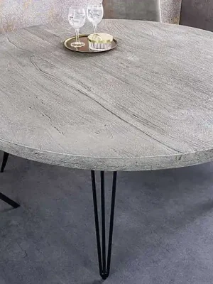 Kulatý jídelní stůl z masivu Scorpion Mango šedý 120cm Levný