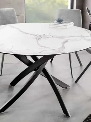 Kulatý keramický jídelní stůl Alpine bílý 120cm Omezená Nabídka