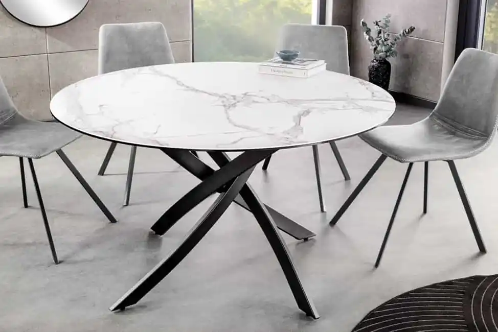 Kulatý keramický jídelní stůl Alpine bílý 120cm Omezená Nabídka