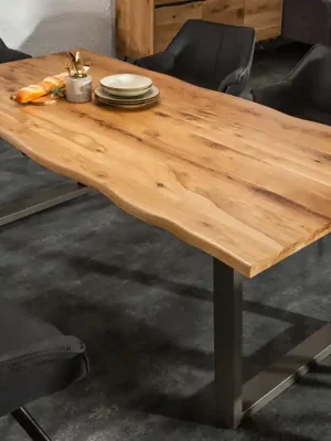 Luxusní jídelní stůl z masivu Living Edge Dub 160cm Nízká Cena