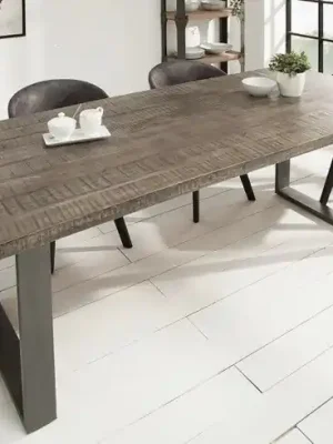 Časově Omezené Designový jídelní stůl z masivu Iron Craft Mango šedá 180cm 45mm
