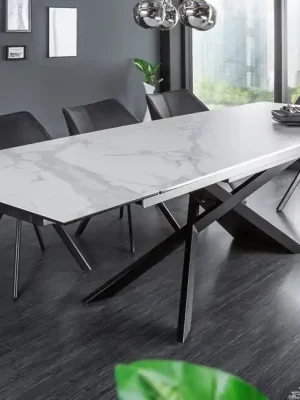 Rozkládací keramický stůl Euphoria v bílém mramorovém vzhledu 180-220-260cm Aktuální