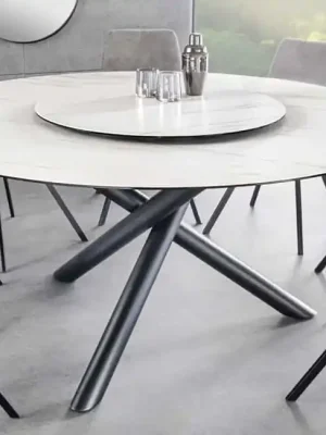 Kulatý jídelní stůl Spin keramická deska bílá 150cm Omezená Nabídka