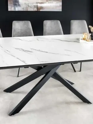 Moderní rozkládací keramický jídelní stůl Alpine bílý 160-200cm Akční Nabídka