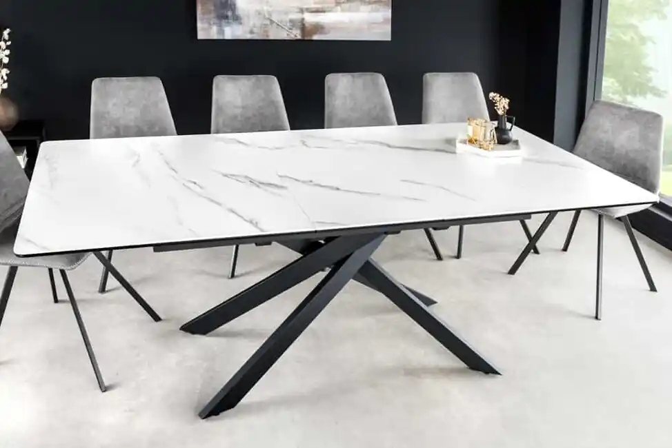 Moderní rozkládací keramický jídelní stůl Alpine bílý 160-200cm Akční Nabídka