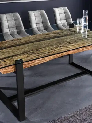 Nová Kolekce Designový skleněný jídelní stůl Barracuda Teak 220cm