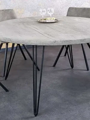 Cenově Výhodný Kulatý stůl do jídelny z mangového dřeva Scorpion šedý 80cm