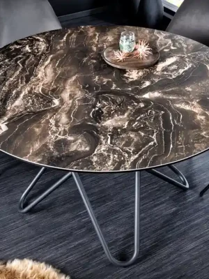 Kulatý jídelní stůl Ellipse keramická deska taupe 120cm Cenový Hit