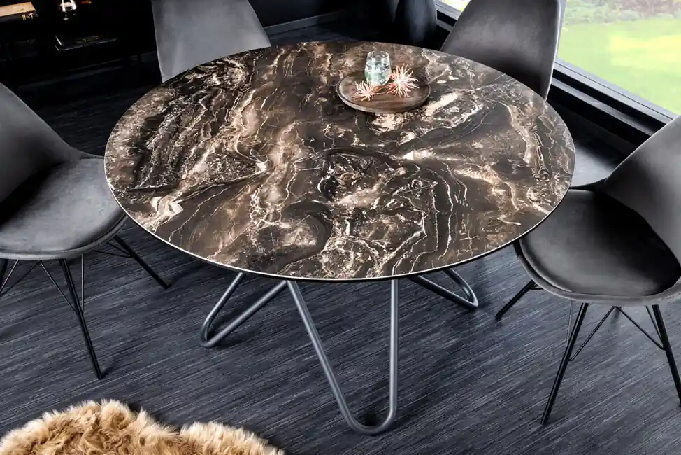 Kulatý jídelní stůl Ellipse keramická deska taupe 120cm Cenový Hit