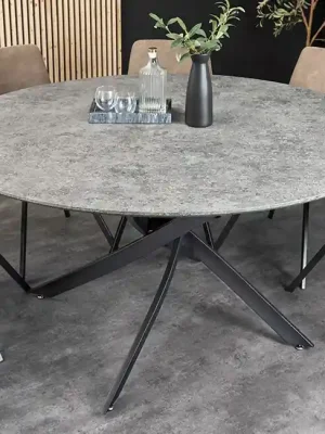 Levný Industriální kulatý jídelní stůl Nexus 120 cm – Šedý beton