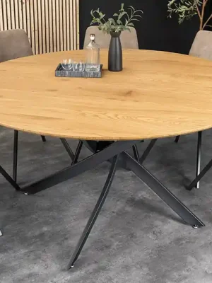 Kulatý jídelní stůl NEXUS 120 cm Divoký dub a kov Výprodej