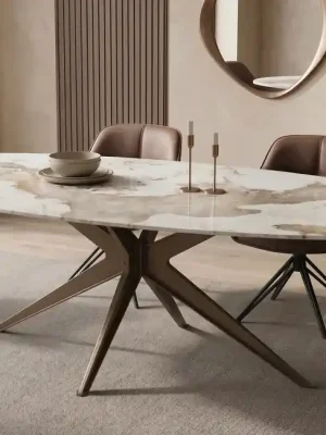 Jídelní stůl Stratum s pandora keramikou a bronzovou podnoží 220 cm Koupit Online