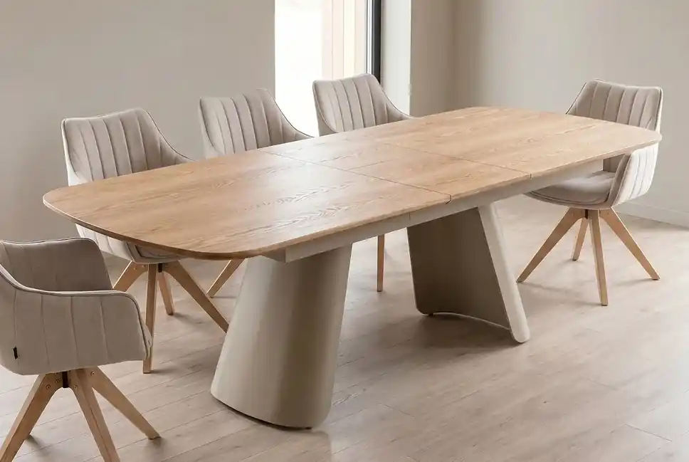 Super Cena Masivní rozkládací jídelní stůl Rovere dub a kašmír 200 – 240 cm