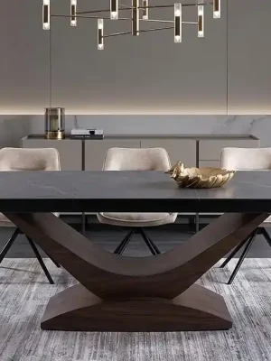 Přímo Od Výrobce Rozkládací jídelní stůl Arco šedý mramor / ořech 180-240 cm