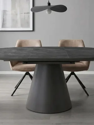 Kulatý rozkládací stůl Monos šedý mramor 120-160 cm Must-Have