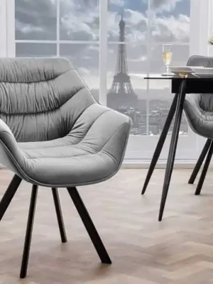Omezená Nabídka Designová retro jídelní židle Miramar Style šedá samet