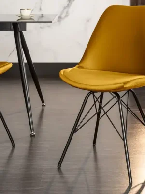 Designová jídelní židle Scandinavia hořčicová žlutá Aktuální