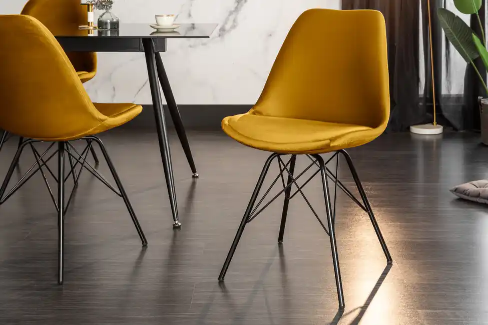 Designová jídelní židle Scandinavia hořčicová žlutá Aktuální