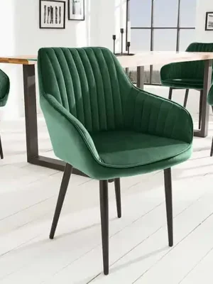 Designová jídelní židle s područkami Turin zelená samet Sezónní Sleva