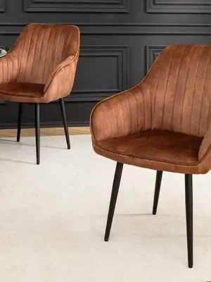 Designová jídelní židle s područkami Turin rezavě hnědá samet Přímo Od Výrobce