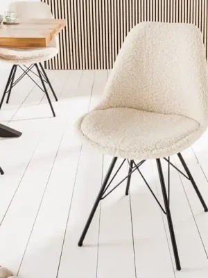 Vrácení Zdarma Designová jídelní židle Scandinavia béžová bouclé