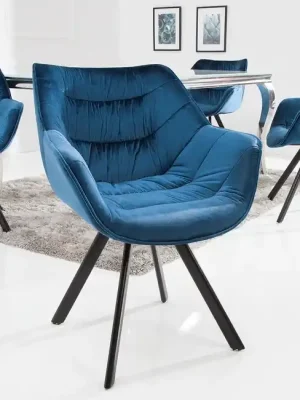 Přímo Od Výrobce Designová jídelní židle Miramar Style modrá samet