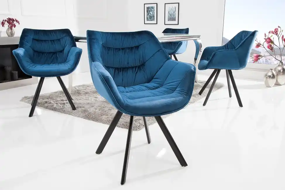 Přímo Od Výrobce Designová jídelní židle Miramar Style modrá samet