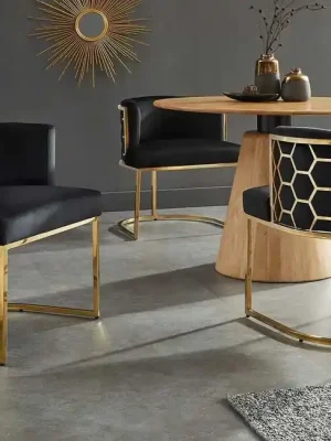 Luxusní sametová jídelní židle Golden Hive černá Jen Po Omezenou Doba