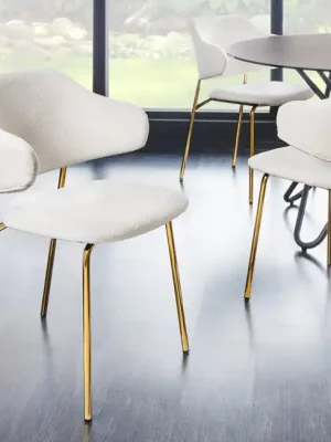 Nakupujte Hned Designová jídelní židle Blois Gold bílá bouclé