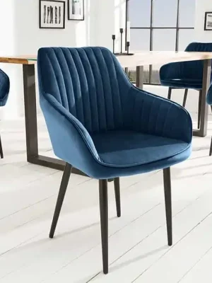 Designová jídelní židle s područkami Turin modrá samet Sezónní Sleva
