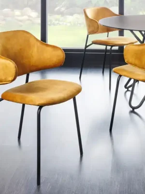 Designová jídelní židle Blois hořčicová žlutá samet Ověřený