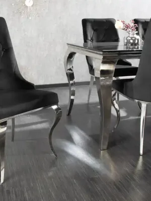 Luxusní jídelní židle Barock Silver Lion černá samet Akční Cena