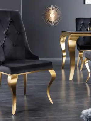Poslední Šance Luxusní jídelní židle Barock Gold Lion černá samet