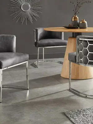 Designová jídelní židle Silver Hive šedý samet Vysoce Kvalitní