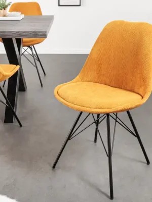 Designová jídelní židle Scandinavia hořčicová cord Sezónní Sleva