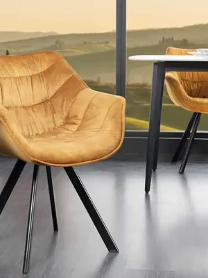 Designová jídelní židle Miramar Style hořčicově žlutá samet Speciální Cena