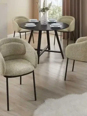 Designová jídelní židle Nimes béžově hnědá strukturovaná látka Sezónní Sleva