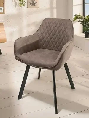 Designová židle do jídelny s područkami Rimini taupe mikrovlákno Rychlé Dodání