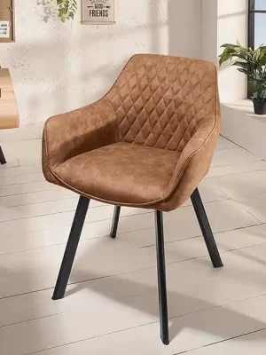 Originální Designová židle do jídelny s područkami Rimini hnědá mikrovlákno
