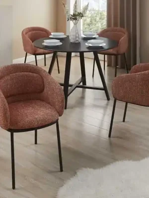 Designová jídelní židle Nimes rezavě červená strukturovaná látka Akční Nabídka