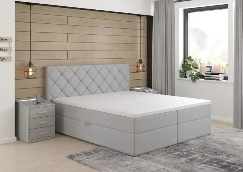 Postel boxspring Praga 180x200 světle šedá Autentický