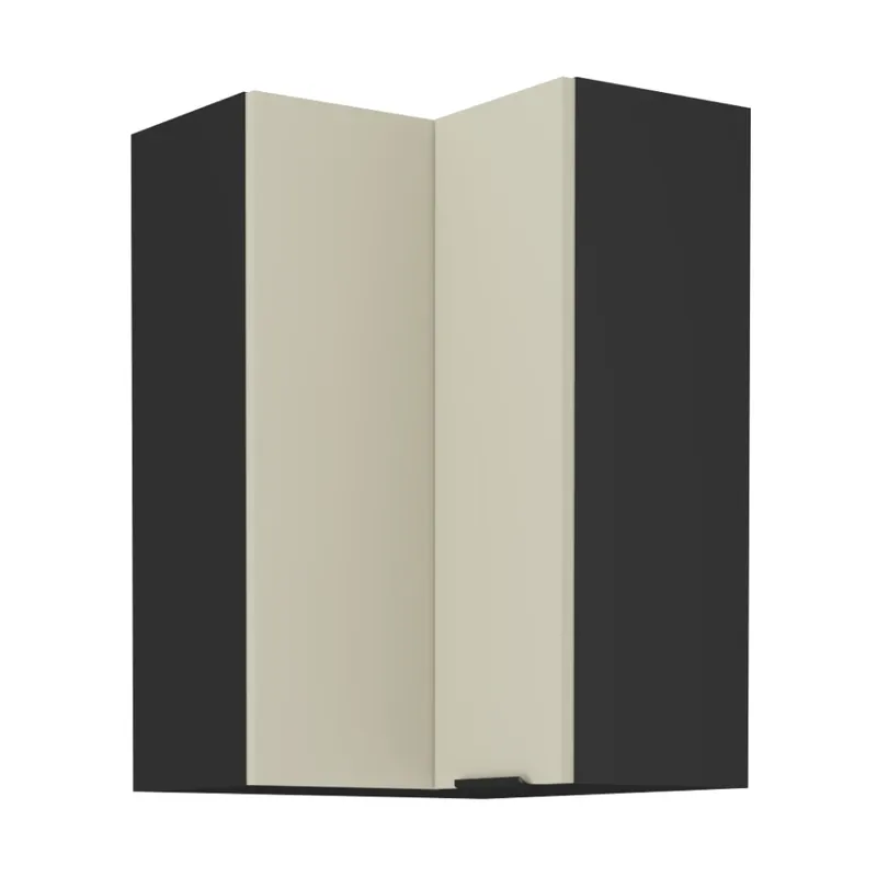 Rychlé Dodání Horní rohová skříňka, cashmere / černá, ARAKA 60x60 GN-90 2F