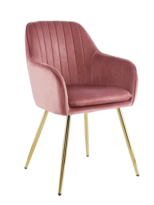 Designové křeslo, růžová Velvet látka/gold chrom-zlatý, ADLAM NEW Akční Cena
