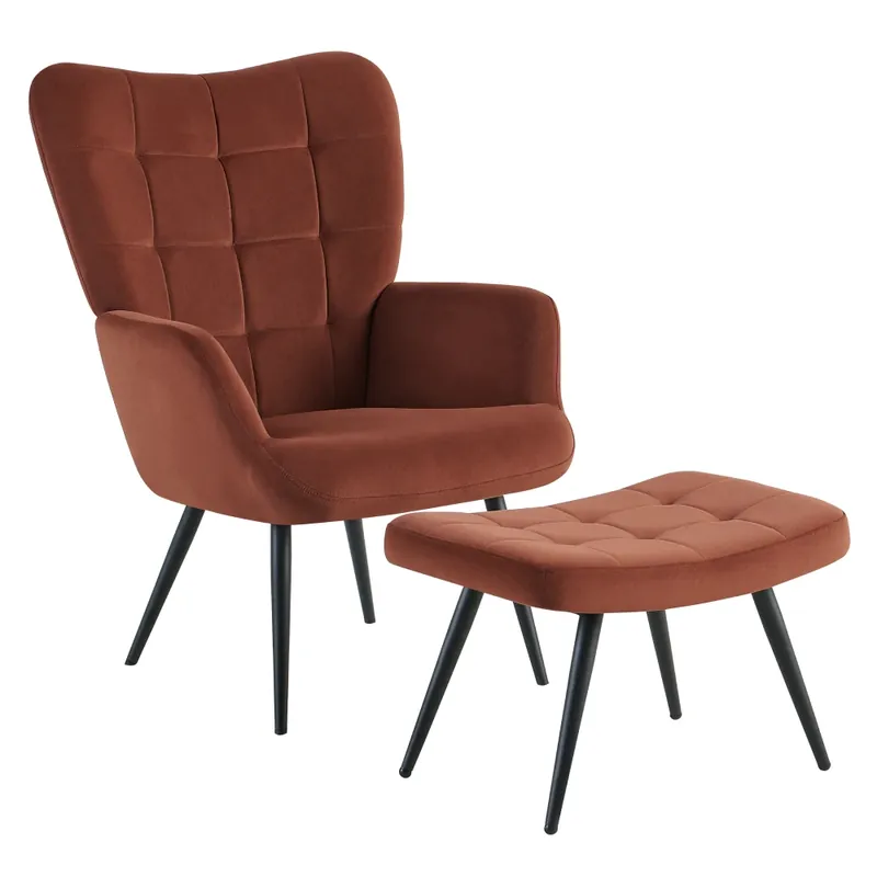Akce Křeslo s podnoží, hnědá Velvet látka/černá, HABEN