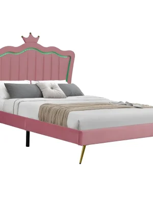 Horká Nabídka Postel s roštem, 140x200, růžová Velvet látka, RANIA