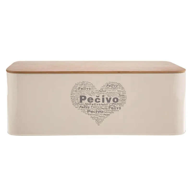 Chlebovka plech/dřevo 42x22,5x16 cm Pečivo SRDCE Nejprodávanější